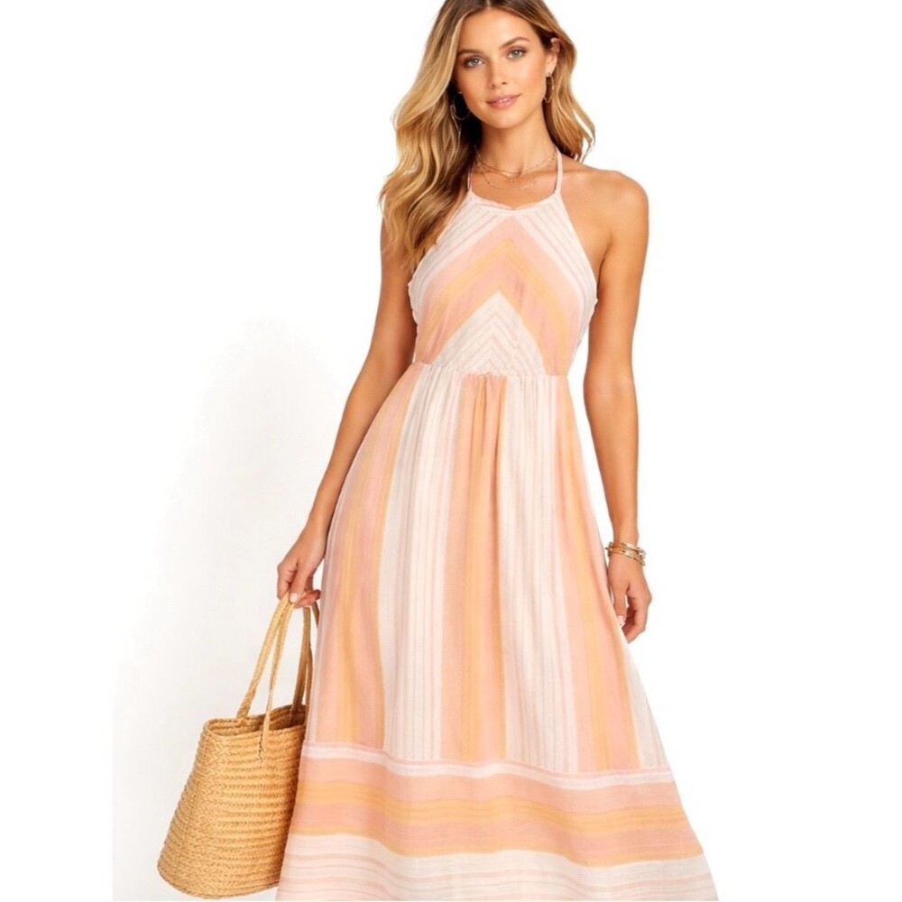 Carve Designs Mabel Dress - Organic Cotton Striped Midi Dress - NWT